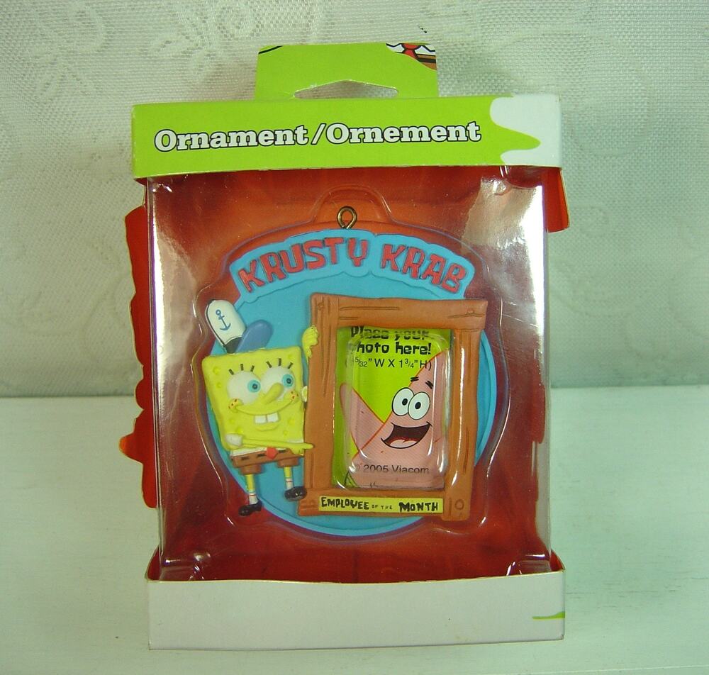 NICKELODEON ORNAMENT-SPONGE BOB KRUSTY KRAB EMPLOYEE OF MONTH PHOTO HOLDER-2005